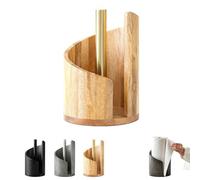 Mountain Paper Towel Holder,Mango Wood Round Base and Iron Holder,Holds large rolls of paper,Simple and elegant Effortless One-Hand Tearing papers towel holders countertop (Wood color)
