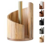 Mountain Paper Towel Holder - Porta asciugamani di carta da lavoro con base rotonda in legno di mango e supporto in ferro, decorativo in legno, per cucina e bagno, facile da strappare con una mano (D)