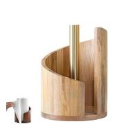 Mountain Paper Towel Holder - Supporto per asciugamani di carta da lavoro con base rotonda in legno di mango e ferro, porta asciugamani di carta in legno, design moderno a spirale, facile da strappare