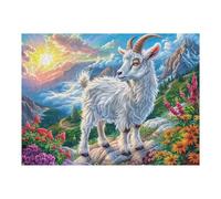 Mountain Sheep Rompicapo 500 Pezzi Per Nonni E Nipoti Meadow Flora Dusk Cartone Rigido Esercizio Mentale Per Serate in Famiglia Da Passatempo Con Poster Incluso 500 PCS