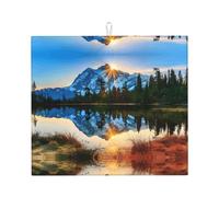 Mountain Sunrise Tappetino assorbente da cucina, tappetino per scolapiatti da appoggio, adatto per riporre posate, coltelli e tazze