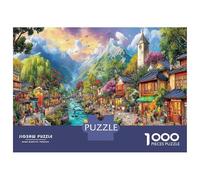 Mountain Town Scene Puzzle Decompressione Intellettuale 1000 Pezzi The Cloud-Mountain Water Street Puzzle Regalo Educativo Per Adulti Ragazzi Bambini 38x26cm/1000pcs
