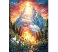 Mountain Valley at Sunset with Eruption Puzzle 500 Pezzi Educativo Premium Per Ragazzi Intelligenza Creativa Idea Regalo Natale E Pasqua 500 PCS