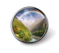 Mountain Valley con arcobaleno rotondo distintivo personalizzato in metallo spilla da bavero adatta per abbigliamento borse cappello spilla stampata umoristica distintivo decorazioni per feste