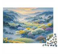 Mountain Valley Puzzles for Elderly 1000 Piece Recyclable Pastoral Dreamscape Jigsaw Puzzles Puzzle Game Props Impossible Hard Difficult Challenging Activity 38x26cm/1000pcs