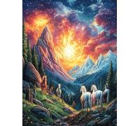 Mountain Valley with Horses at Sunset Puzzle 300 Pezzi Multicolore Per Famiglia in Vacanza Rompicapo Creativo Giochi Da Tavolo Intelligenza E Relax Durante Le Ferie 300 PCS