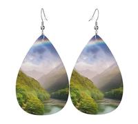Mountain Valley With Rainbow Orecchini Da Donna Stampato Orecchino In Pelle Leggera Orecchini Per Donne Tutti I Giorni