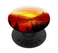 Mountain View Sunset Wild Pine Birds Paint PopSockets PopGrip Adesivo