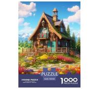 Mountain Village Cottage 1000 Pieces Art Puzzle Fun Cute Animal Puzzle for Adults for Adults from 14 Years Colorful Toy Gift for Family Jigsaw Games 70x50cm/1000pcs