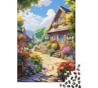 Mountain Village Cottage Puzzle 1000 Pieces Puzzle in Legno A House Full of Flowers Regali Festa Della Mamma Puzzle Natura Puzzle Adulti E Ragazzi Regalo Per Lui E Per Lei +14 Anni 1000pcs (75x50cm)