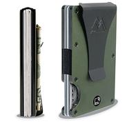 Mountain Voyage - Portafoglio minimalista da uomo, sottile RFID, resistente ai graffi, porta carte di credito e fermasoldi, facilmente rimovibile, soldi e carte, portafogli da uomo, verde militare,