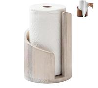 Mountain Wood and Metal Countertop Paper Towel Holder, Mango Base Iron Spiral Decorative Storage, for Kitchen Dining Table Home Decor (White)