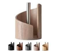 Mountain Wooden Paper Towel Holder Countertop with Mango Wood & Spiral Design, Round Base & Iron Holder Holds Jumbo and Mega Rolls, Effortless One-Hand Tearing (Wood Grain)