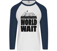 Mountain World Wait Hiking Trekking Walking Uomo L/S Baseball T-Shirt