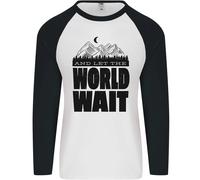 Mountain World Wait Hiking Trekking Walking Uomo L/S Baseball T-Shirt
