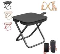 Mountaineering and Hiking Portable Stool, Portable Folding Chair, Portables Stools, 13 Inch Small Folding Stool for Adults, Ultralight Camping Stools for Hiking and Fishing, to 330 LBS0 (Black)