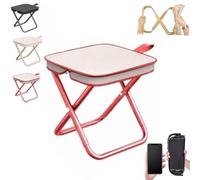 Mountaineering and Hiking Portable Stool, Portable Folding Chair, Portables Stools, 13 Inch Small Folding Stool for Adults, Ultralight Camping Stools for Hiking and Fishing, to 330 LBS0 (Red)