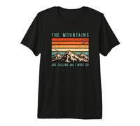 Mountains Are Calling & I Must Go Retro Vintage 80s Mountain Maglietta Premium