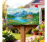 Mountains - Coperture magnetiche per cassette postali, rustiche naturali sul lago, protezione per cassetta postale estiva verde per la decorazione della porta d'ingresso, 53 x 64 cm