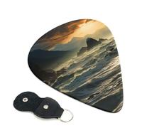 Mountains Meet The Sea - 6 plettri per chitarra, stampa su entrambi i lati, per chitarra acustica, basso, ukulele, chitarra elettrica (0,46 mm, 0,71 mm, 0,96 mm)