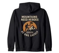 Mountains Need Heroes, Be One Safely | Regalo di Sicurezza per scalatori Felpa con Cappuccio
