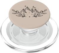 Mountains Peaks: Boho Nature Landscape with Line Art Flowers PopSockets PopGrip per MagSafe