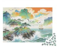 Mountains, Seas, And Pavilions Puzzle Giochi 1000 Pezzi Regalo Per Amore E Amico Arte Interesting Puzzle Adulti Idea Regalo Per 70x50cm/1000pcs