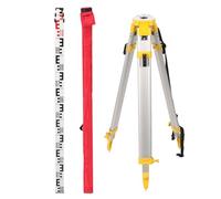 Mountlaser Treppiede di misurazione professionale e set di doghe telescopiche, in alluminio, 1,26 m, con piastra di livellamento graduata da 3 m, per rilevazioni terrestri, edilizia, ingegneria