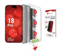 MountMaster - Pellicola protettiva in vetro per la privacy per iPhone 18 | DISPLEX MountMaster - Pellicola protettiva per la privacy, a 2 vie, copertura massima, resistente ai graffi, 3 secondi