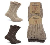 MOUNTREX® Calzini in lana alpaca, per uomo e donna, invernali, caldi, calzini termici, spessi, 2 paia, beige/marrone, 43-46