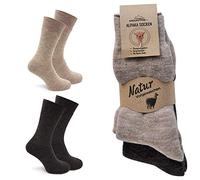 MOUNTREX® Calzini in lana alpaca, per uomo e donna, invernali, caldi, calzini termici, spessi, 2 paia, Beige/Marrone - Thermo, 43-46