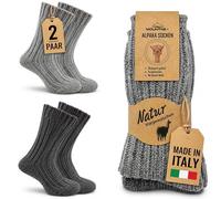 MOUNTREX® Calzini in lana alpaca, per uomo e donna, invernali, caldi, calzini termici, spessi, 2 paia, Grigio/Grigio scuro, 47-50