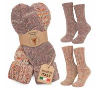 MOUNTREX Calzini in lana di alpaca, calzini di lana per donne, uomini - Calzini invernali caldi, calzini a maglia con risvolto - 2 paia, beige/grigio, 37-41