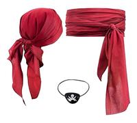 MOUNTTU Accessori pirati, costume da pirata femminile e maschile con cappello bandana, cintura a fascia, patch per gli occhi per lo spettacolo teatrale, cosplay, gioco di ruolo, carnevale