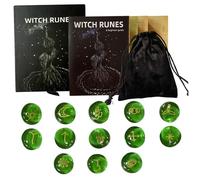 MOUNTTU Set di Rune da 13 Pezzi con Guida e Custodia in Velluto, Strumenti di divinazione per Principianti ed esperti, Pietre runiche, Strumenti di divinazione per Stregoneria