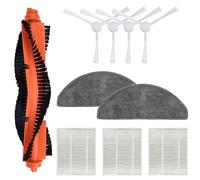 Moupaa 10 Pack Kit Accessori per Xiaomi E10 E12 B112 Robot Aspirapolvere Pezzi di Ricambio, 1 Spazzola Principale, 4 Spazzole Laterali, 3 Filtri, 2 Vestiti Mop