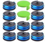Moupaa Bobina per decespugliatore con tappo di copertura per decespugliatore Greenworks 2101602 2101602A STBA40B210 ST40B410 decespugliatore, 6,1 m 0,2 cm, bobina di filo a doppia linea, 10 bobine + 2