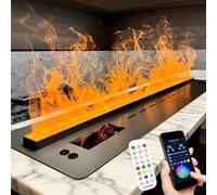 moupeaktain Camino a Vapore Atomizzato, Camino Elettrico Atomizzatore a Vapore con Riempimento Automatico dell'Acqua, Fiamma Atomizzata a 9 Colori, Touch/Telecomando/App/Timer 120cm