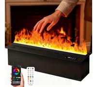 moupeaktain Camino Elettrico Ad Acqua, Camino a Vapore 3D, Camino Ad Acqua con 9 Colori di Fiamma Regolabili E 5 Livelli di Luminosità, Acciaio Inossidabile, App/Touch Screen/Telecomando 120cm