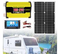 moupeaktain Kit Pannello Solare da 400W 12V, Display LED, con Inverter/Pannello Solare / 30A Regolatore per RV, Camper, Roulotte E Altre Applicazioni off-Grid,Yellow