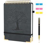 Mousbull Lined Top Spiral Journal Notebook, A4 Hardcover Leather Journals for Writing, 240 Pages Thick Paper, Daily Journal Notebook for Work, School, Note Taking, College Ruled - Black, 8.5" x 11"