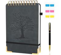 Mousbull Lined Top Spiral Journal Notebook, A4 Hardcover Leather Journals for Writing, 240 Pages Thick Paper, Daily Journal Notebook for Work, School, Note Taking, College Ruled - Black, 5.9" x 8.5"