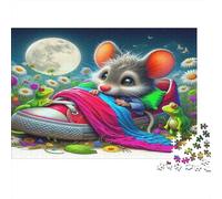 Mouse 1000 Piece Educational Game Mouse on Sneaker Under Moon for Adults Teens Premium 100% Recycled Board 52x38cm 1000pcs