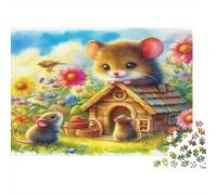 Mouse Adult Puzzle for Decompression Mice at Tiny House with Flowers Educational Game Challenge 1000 Piece 52x38cm 1000pcs