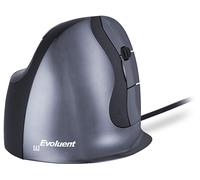 Evoluent D mouse Ufficio Mano destra USB tipo A Laser 3200 DPI Nero/Argento, Mano destra, Design verticale, Laser, USB tipo A, 3200 DPI, Nero, Grigio, Argento