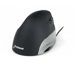 MOUSE BAKKERELKHUIZEN Evoluent Standard, Collegamento USB Typ-A, Scrolling a Rotella, Risoluzione max 1500 dpi, forma ergonomica, Nero, Grigio, Argento