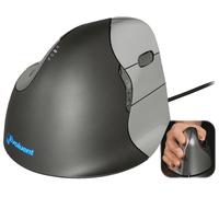 MOUSE BAKKERELKHUIZEN Evoluent4, Collegamento Cablato, Ingresso: Otticamente a mezzo LED, Scrolling a Rotella, Risoluzione max 2600 dpi, forma ergonomica, Argento, Grigio, Nero