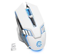 Mouse Bluetooth bianco, ricaricabile USB wireless e BT5.0/3.0 Dual Mode Mouse con luce RGB, pulsanti laterali, 2400 DPI, mouse ergonomico senza fili per computer portatile Windows PC Mac MacBook iPad