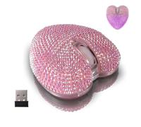 Mouse Bluetooth senza fili, carino a forma di cuore con diamanti, ricaricabile, con luce LED che respira colore, per computer PC, laptop, bambini, amanti del regalo (rosa)
