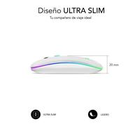 Mouse Bluetooth Wireless Subblim SUBMO-LDFLAT2 Bianco 1600 dpi